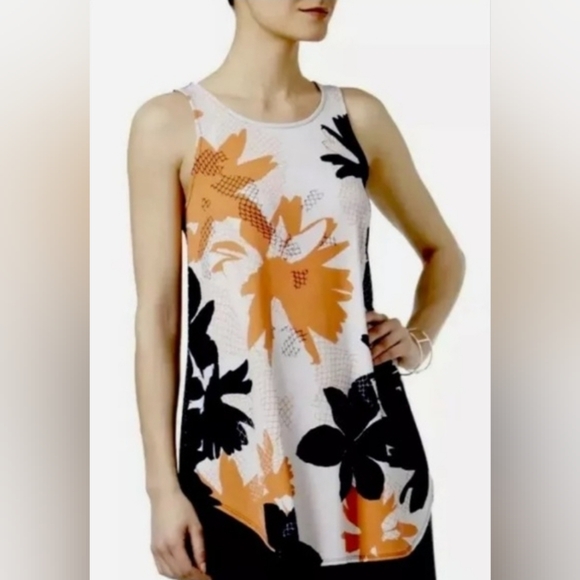 Alfani Tops - $69 Alfani Multi Navy Fishnet Womens Print Sleeveless Top Stretch S Small